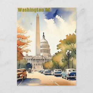 Einfaches Washington DC Vintage-Aquarell Postkarte