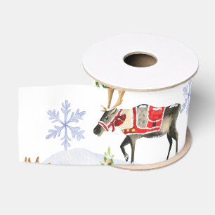 Einfaches Wasserfarben-Boho-Weihnachts-Rentier-Bau Ripsband