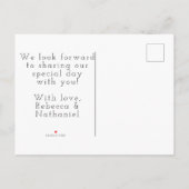 Einfaches Wasserfarben Save the Date Kalenderherz Ankündigungspostkarte (Rückseite)