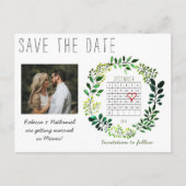 Einfaches Wasserfarben Save the Date Kalenderherz Ankündigungspostkarte (Vorderseite)