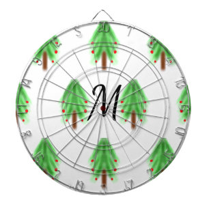 Einfaches Wasserfarben-Weihnachtsmuster mit Monogr Dartscheibe