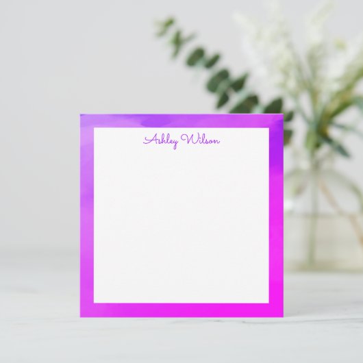 Einfaches Wasserfarbengefälle lila Handname Dankeskarte (Stehend Vorderseite)