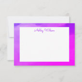 Einfaches Wasserfarbengefälle lila Handname Dankeskarte (Vorderseite)