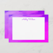 Einfaches Wasserfarbengefälle lila Handname Dankeskarte (Vorne/Hinten)