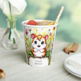 Einfaches WasserfarbenHamster Geburtstag Pappbecher