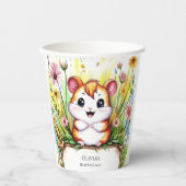 Einfaches WasserfarbenHamster Geburtstag Pappbecher (Vorderseite)