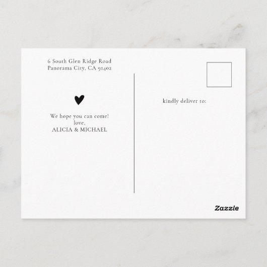 Einfaches Wasserfarbenherz Elegantes Script Baby D Postkarte (Rückseite)