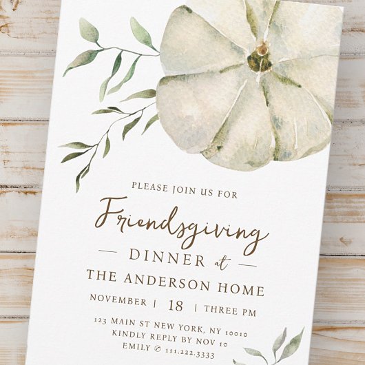 Einfaches Wasserfarbenkürbis Freundliches Dinner Einladung