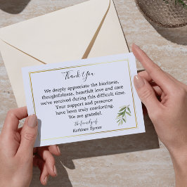 Einfaches Wasserfarbenleaf und Gedenkstätte für Zw Dankeskarte