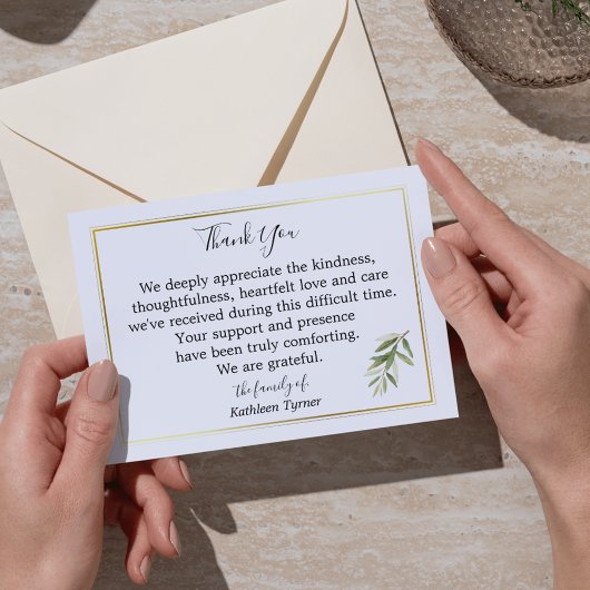 Einfaches Wasserfarbenleaf und Gedenkstätte für Zw Dankeskarte