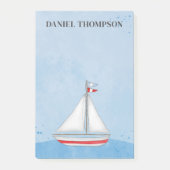 Einfaches Wasserschiff Whimsical Watercolor Blau Post-it Klebezettel (Vorderseite)