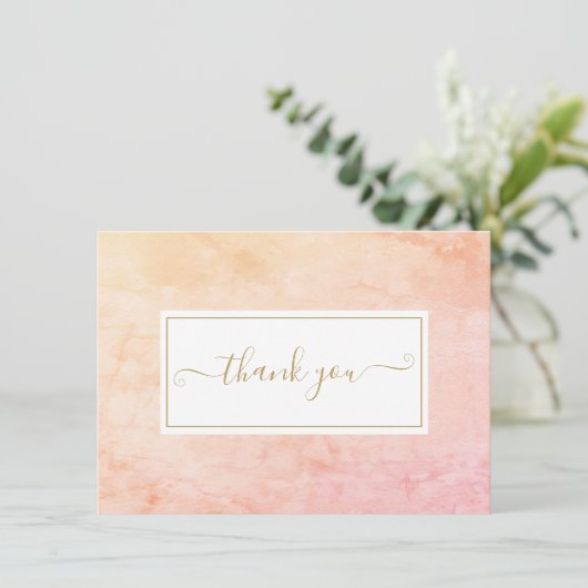 Einfaches Watercolor-Marmor-Gold-Script Dankeskarte (Stehend Vorderseite)