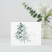 Einfaches Watercolor-Wald-Sea-GlasHochzeit Dankeskarte (Stehend Vorderseite)