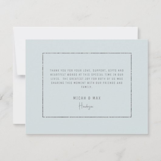 Einfaches Watercolor-Wald-Sea-GlasHochzeit Dankeskarte (Rückseite)