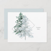 Einfaches Watercolor-Wald-Sea-GlasHochzeit Dankeskarte (Vorne/Hinten)