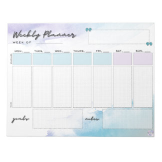 Einfaches Watercolor Weekly Planer Notizblock