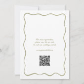 Einfaches Wavy Frame Olive Green QR Brautparty Einladung (Rückseite)