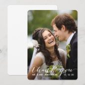 Einfaches Wedding Foto der Handschrifts-| danken Dankeskarte (Vorne/Hinten)