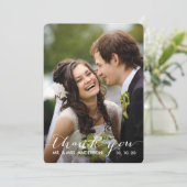 Einfaches Wedding Foto der Handschrifts-| danken Dankeskarte (Stehend Vorderseite)