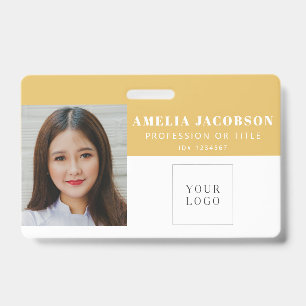 Einfaches weiches gelbes Mitarbeiter-Foto-ID-Logo- Ausweis