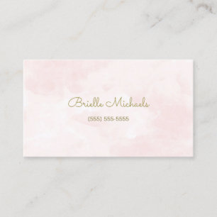 Einfaches weichrosa Aquarellbild Gold-Script Visitenkarte