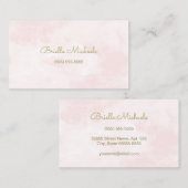 Einfaches weichrosa Aquarellbild Gold-Script Visitenkarte (Vorne/Hinten)