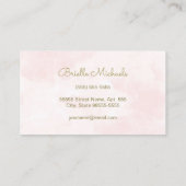 Einfaches weichrosa Aquarellbild Gold-Script Visitenkarte (Rückseite)