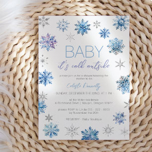 Einfaches Weihnachten Blau Baby, es ist kalt drauß Einladung