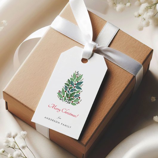 Einfaches Weihnachten Kirschbaum Feiertage Geschenkanhänger