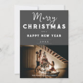 Einfaches Weihnachts-Foto | Grau Feiertagskarte (Vorderseite)