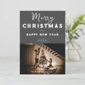 Einfaches Weihnachts-Foto | Grau Feiertagskarte (Stehend Vorderseite)