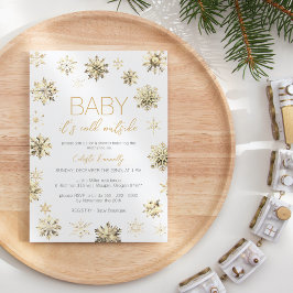 Einfaches Weihnachts-Gold-Baby mit kalter Außendus Einladung