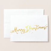 Einfaches Weihnachts-Gold-Script-Foto Folienkarte (Vorderseite mit Umschlag)