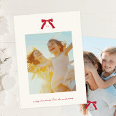 Einfaches Weihnachts-Rotes Foto & Bows Feiertagskarte