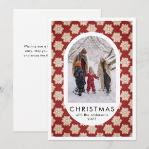 Einfaches Weihnachts-Schneeflocken-Muster Familien Feiertagskarte