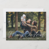 Einfaches Weihnachts-Script-Foto Feiertagskarte (Vorderseite)