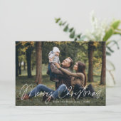 Einfaches Weihnachts-Script-Foto Feiertagskarte (Stehend Vorderseite)