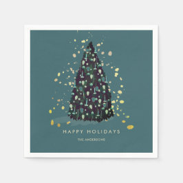 Einfaches Weihnachtsbaum-Aquamariner Zeitung Napki Serviette