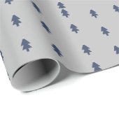 Einfaches Weihnachtsbaum Blue Gray Wrapping Paper Geschenkpapier (Rolleneckpunkt)
