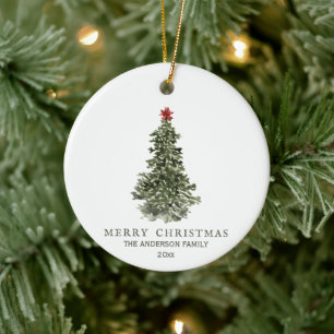 Einfaches Weihnachtsbaum Foto Jahr Keramik Ornament