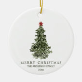 Einfaches Weihnachtsbaum Foto Jahr Keramik Ornament (Vorne)
