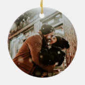 Einfaches Weihnachtsbaum Foto Jahr Keramik Ornament (Hinten)