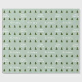 Einfaches Weihnachtsbaum Monogram Wrapping Paper Geschenkpapier (Flach)