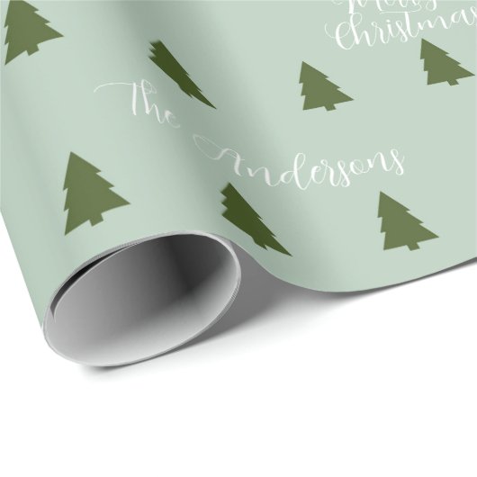 Einfaches Weihnachtsbaum Monogram Wrapping Paper Geschenkpapier (Rolleneckpunkt)