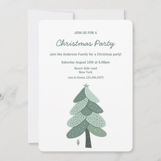 Einfaches Weihnachtsbaum-Party Einladung (Vorderseite)