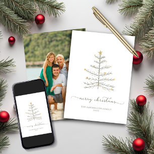 Einfaches Weihnachtsbaum-Skript Feiertagsfoto Feiertagskarte