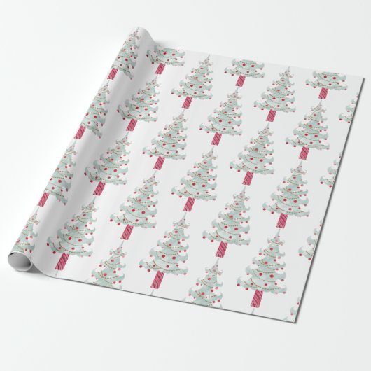 Einfaches Weihnachtsbaummuster Geschenkpapier (Ungerollt)