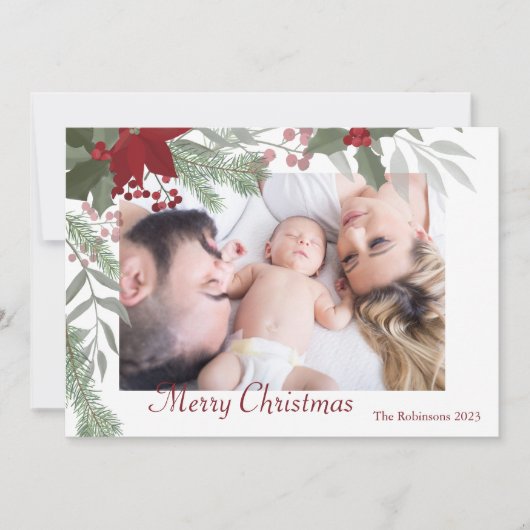 Einfaches Weihnachtsfest - Botanisches Foto Feiertagskarte (Vorderseite)