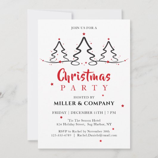 Einfaches Weihnachtsfest-Party Red Buffalo Kariert Einladung (Vorderseite)