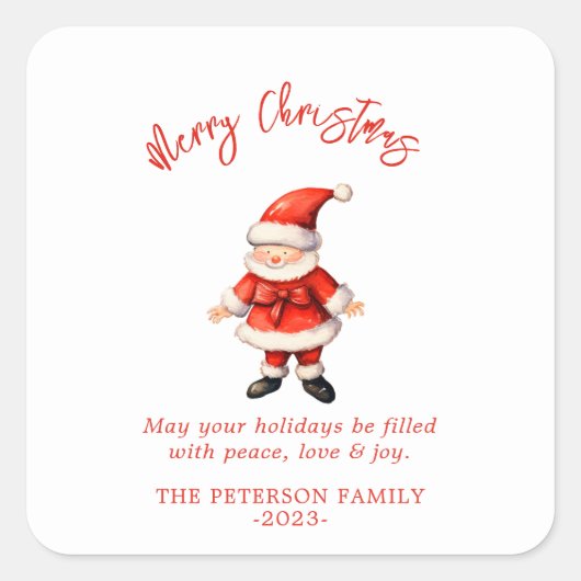 Einfaches Weihnachtsfest Quadratischer Aufkleber (Vorderseite)